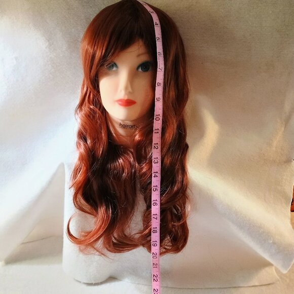 NWOT: New Long Wavy Auburn Wig with Bangs - Picture 6 of 7